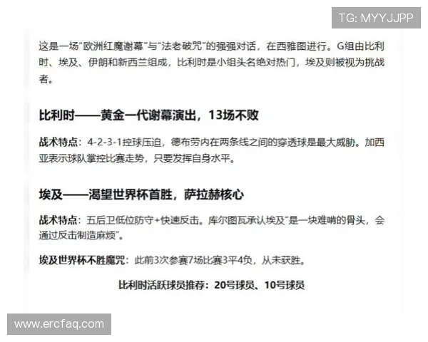 2026年足球世界杯比利时队与埃及队的比赛前瞻与赛程分析